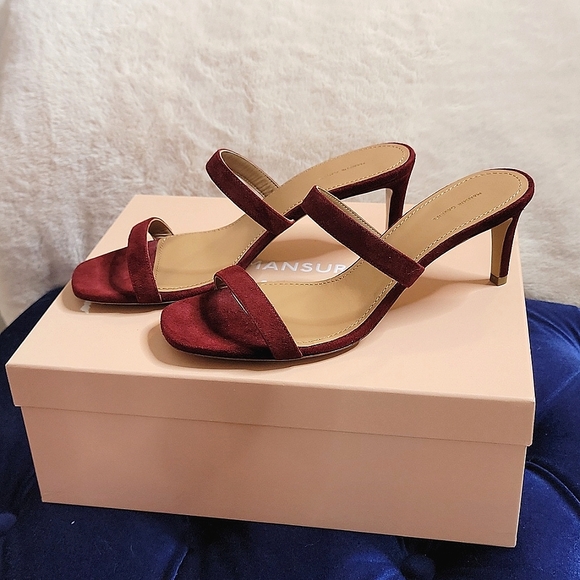 NIB. MANSUR GAVRIEL Fino sandal in burgundy suede - Picture 9 of 14